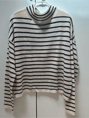 LINE & DOT - STRIPED MOCK NECK SWEATER - SIZE MEDIUM